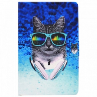 Capa De Couro Para Samsung Galaxy Tab A8 (2021) Gato Discoteca