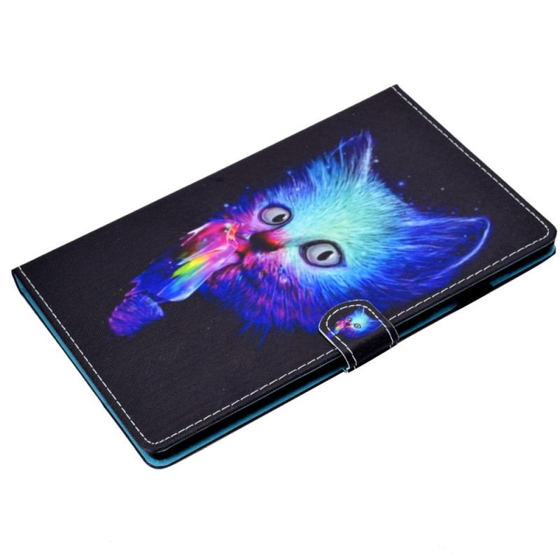 Capa De Couro Para Samsung Galaxy Tab A8 (2021) Gato Psicótico