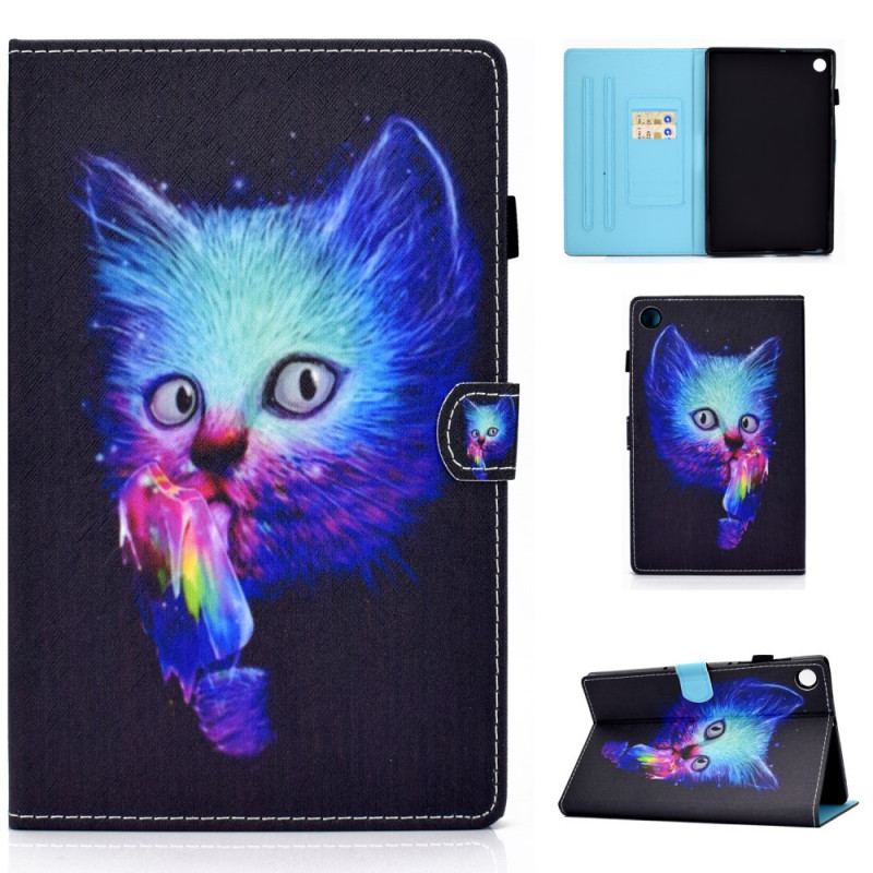 Capa De Couro Para Samsung Galaxy Tab A8 (2021) Gato Psicótico