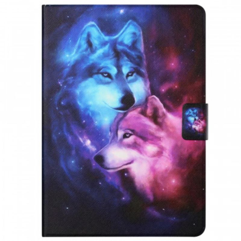 Capa Em Pele Para Samsung Galaxy Tab A8 (2021) Casal De Lobos