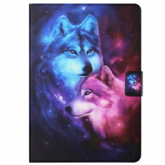 Capa Em Pele Para Samsung Galaxy Tab A8 (2021) Casal De Lobos
