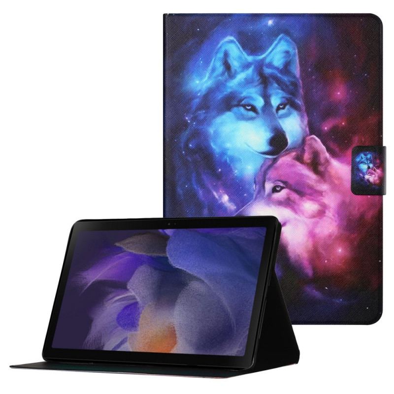 Capa Em Pele Para Samsung Galaxy Tab A8 (2021) Casal De Lobos