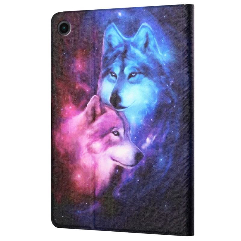 Capa Em Pele Para Samsung Galaxy Tab A8 (2021) Casal De Lobos