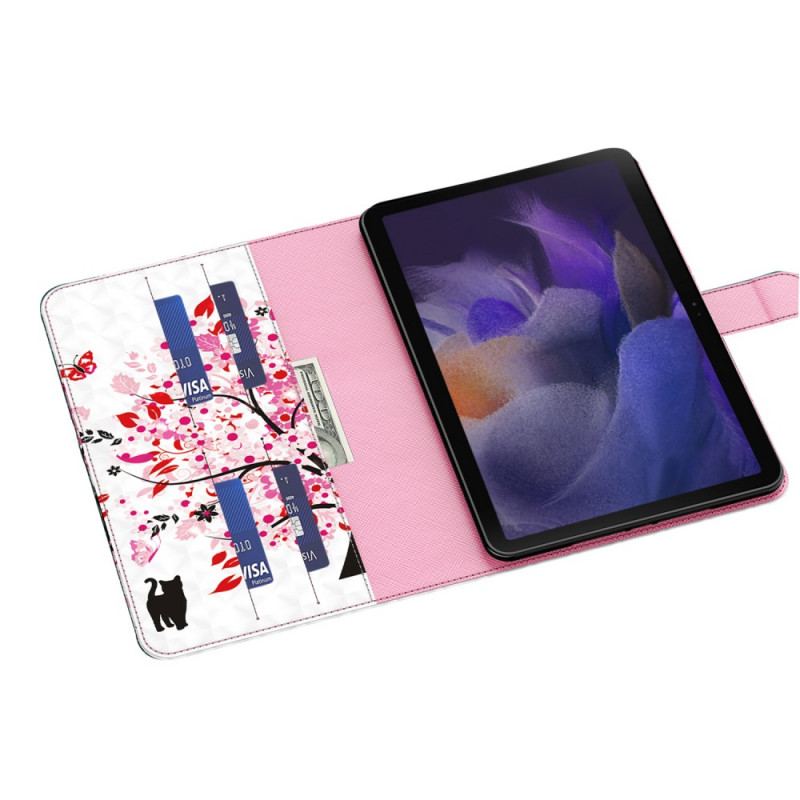Capa Flip Para Samsung Galaxy Tab A8 (2021) Árvore E Gato