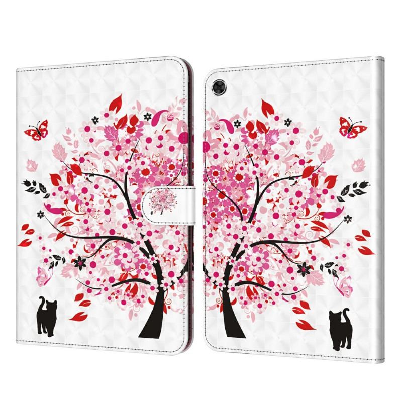 Capa Flip Para Samsung Galaxy Tab A8 (2021) Árvore E Gato