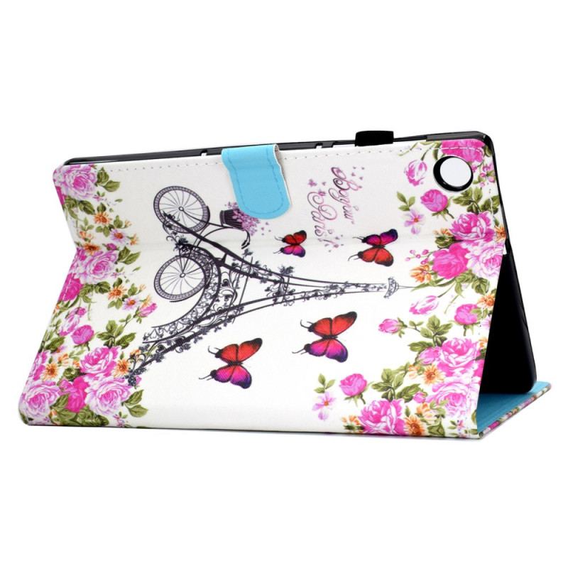 Capa Flip Para Samsung Galaxy Tab A8 (2021) Bicicleta Torre Eiffel
