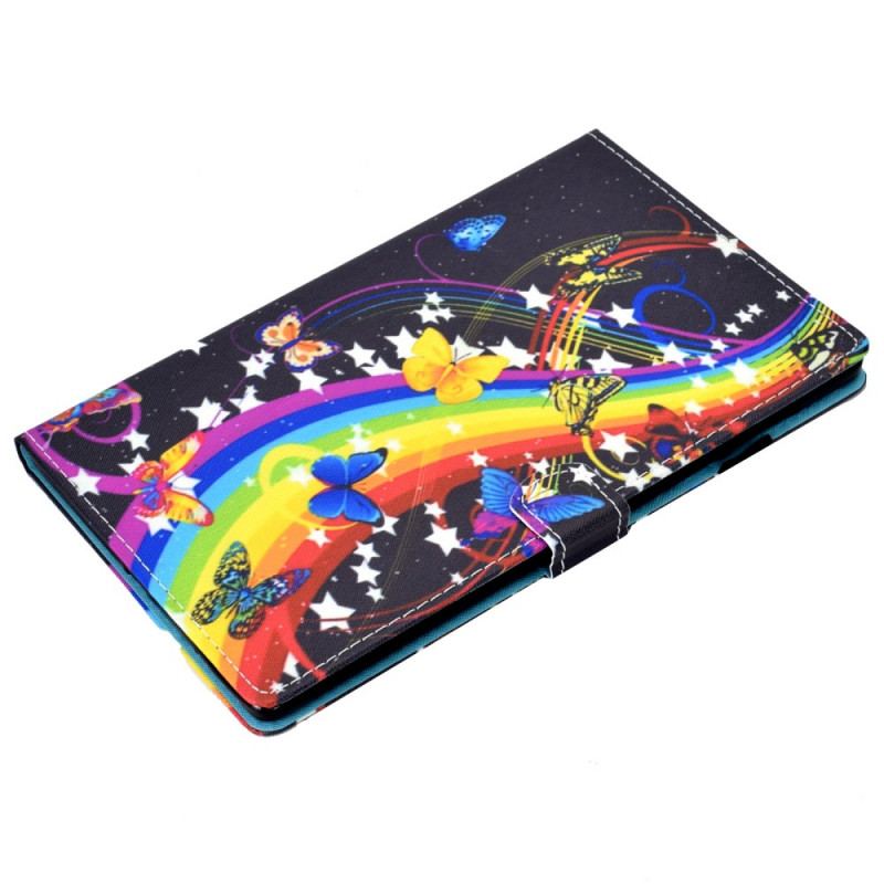 Capa Flip Para Samsung Galaxy Tab A8 (2021) Borboletas Arco-íris