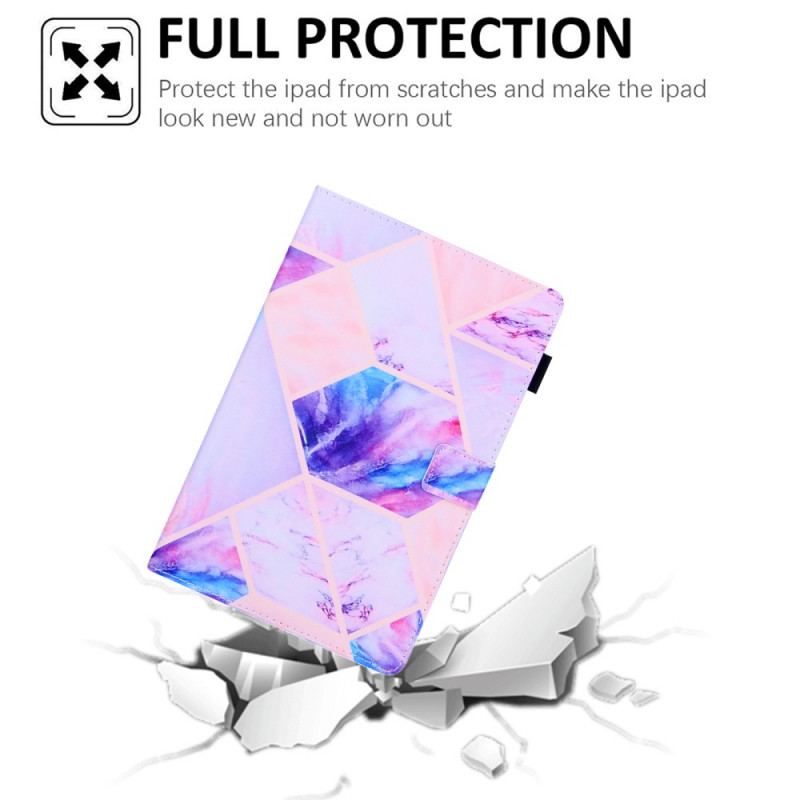 Capa Flip Para Samsung Galaxy Tab A8 (2021) Projeto De Geometria De Mármore