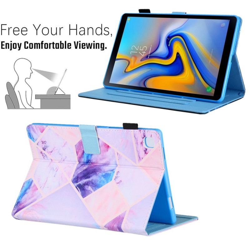Capa Flip Para Samsung Galaxy Tab A8 (2021) Projeto De Geometria De Mármore