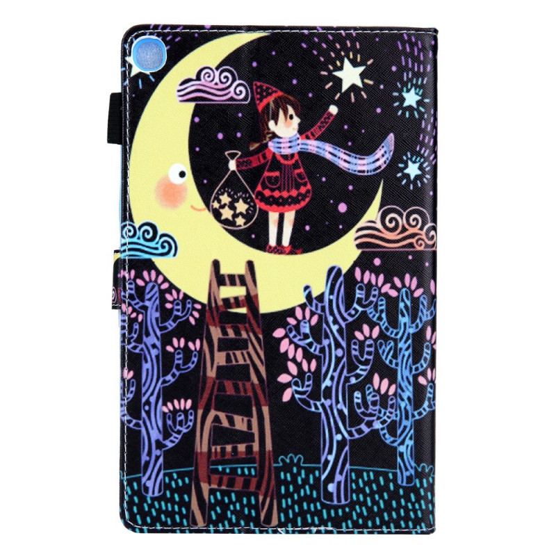 Capa Folio Para Samsung Galaxy Tab A8 (2021) Menina Na Lua