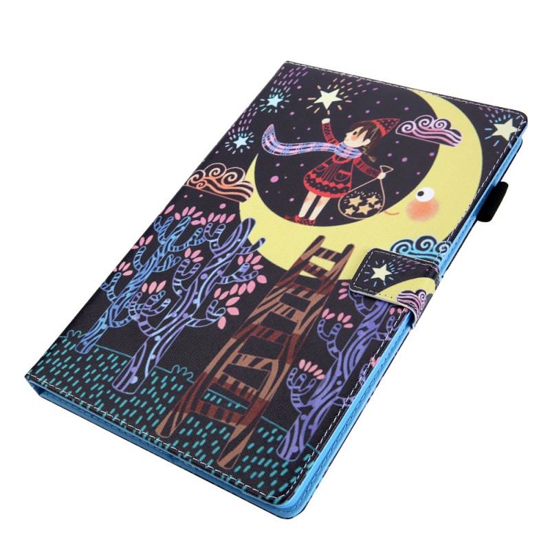 Capa Folio Para Samsung Galaxy Tab A8 (2021) Menina Na Lua