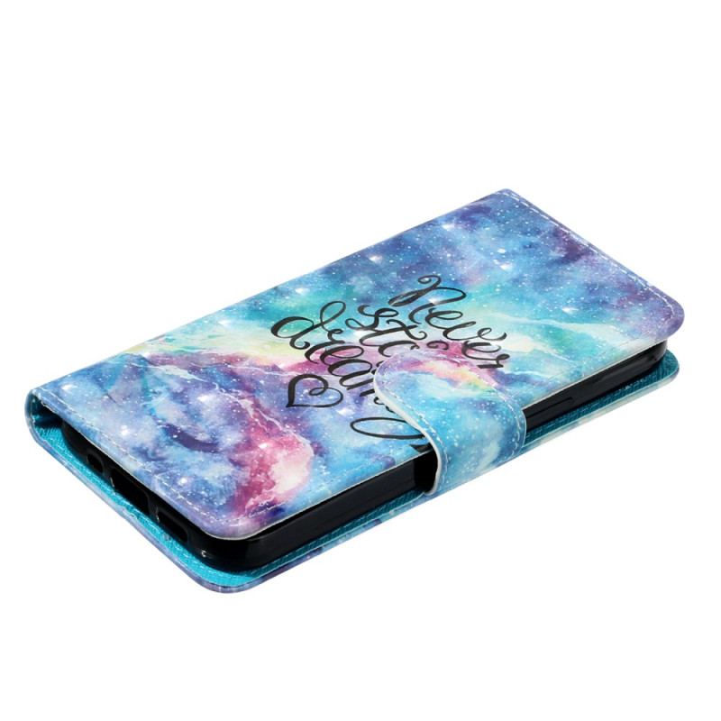 Capa Em Pele Para iPhone 15 Plus De Cordão Pulseira 3d Nunca Pare De Sonhar