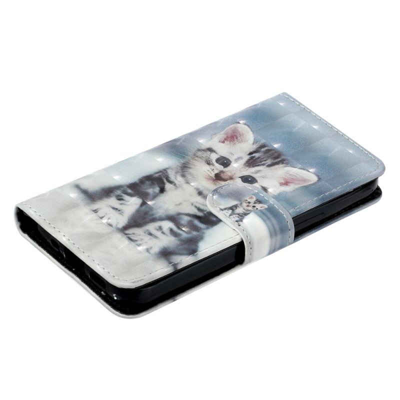 Capa Flip Para iPhone 15 Plus De Cordão Gatinho 3d Com Alça