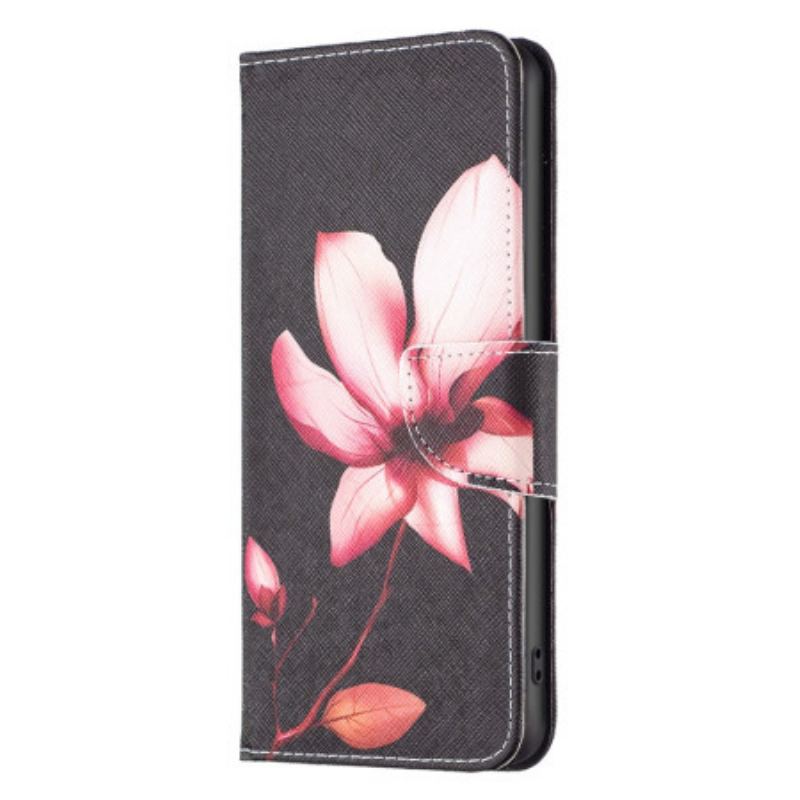 Capa Flip Para iPhone 15 Plus Flor Rosa