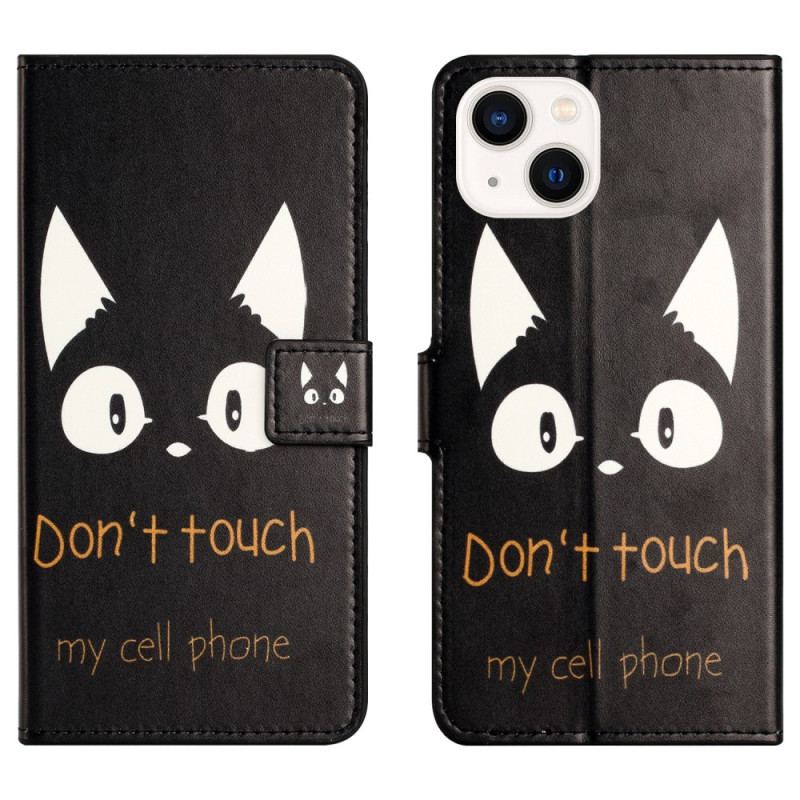 Capa Flip Para iPhone 15 Plus Não Toque No Meu Celular
