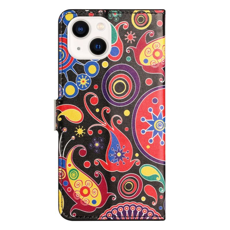 Capa Flip Para iPhone 15 Plus Padrão Galáctico