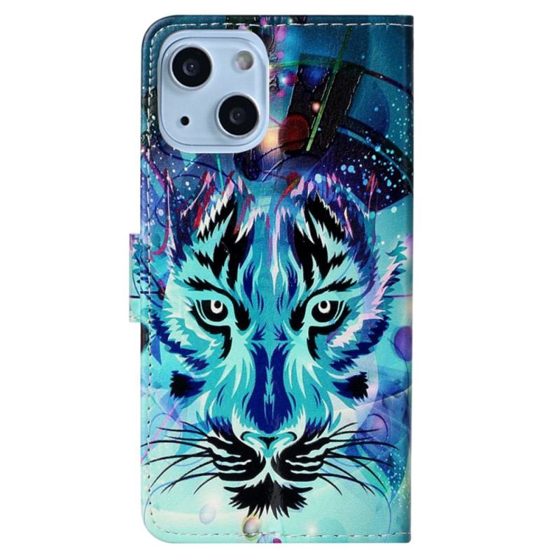 Capa Folio Para iPhone 15 Plus De Cordão Felino Com Alça