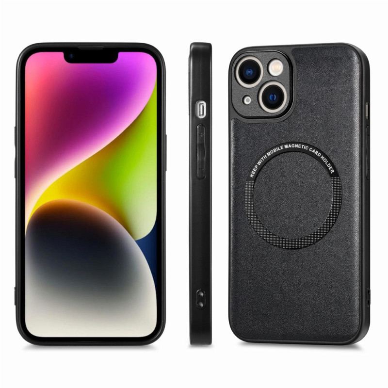 Capa Para iPhone 15 Plus Compatível Com Magsafe Com Efeito De Couro