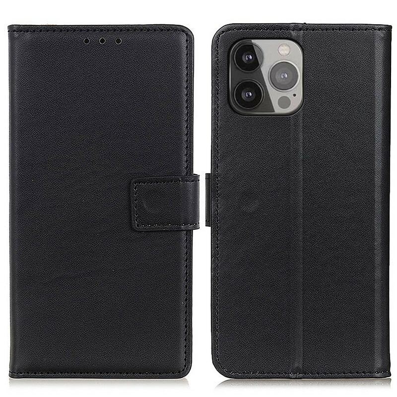 Capa Em Pele Para iPhone 13 Pro Max Efeito Couro Simples