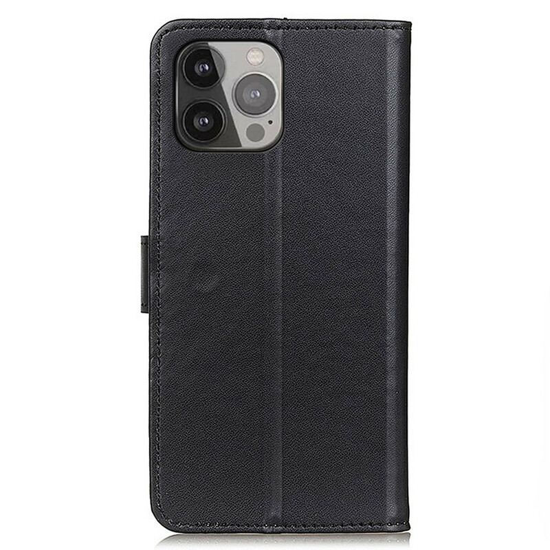 Capa Em Pele Para iPhone 13 Pro Max Efeito Couro Simples
