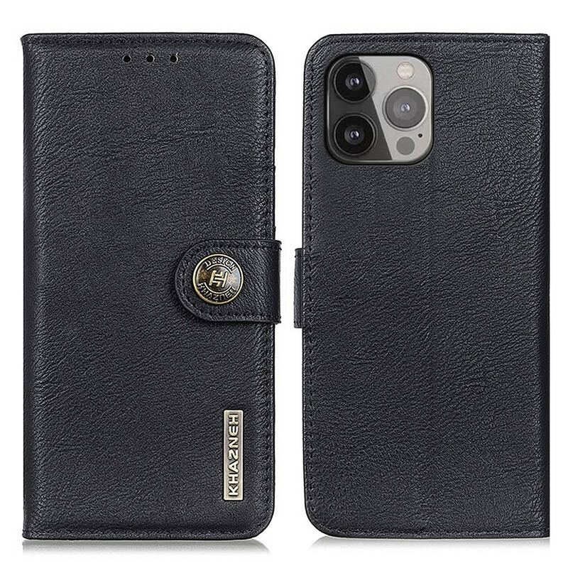 Capa Flip Para iPhone 13 Pro Max Imitação De Couro Khazneh