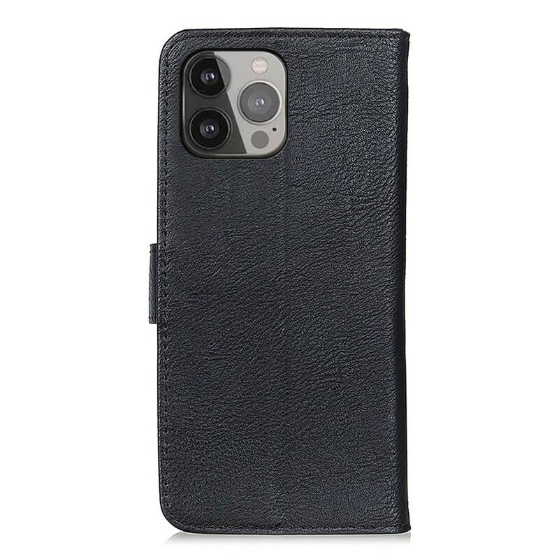Capa Flip Para iPhone 13 Pro Max Imitação De Couro Khazneh