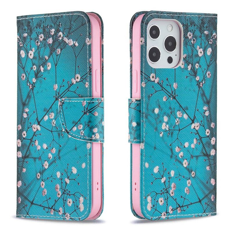Capa Flip Para iPhone 13 Pro Max Ramo Florido