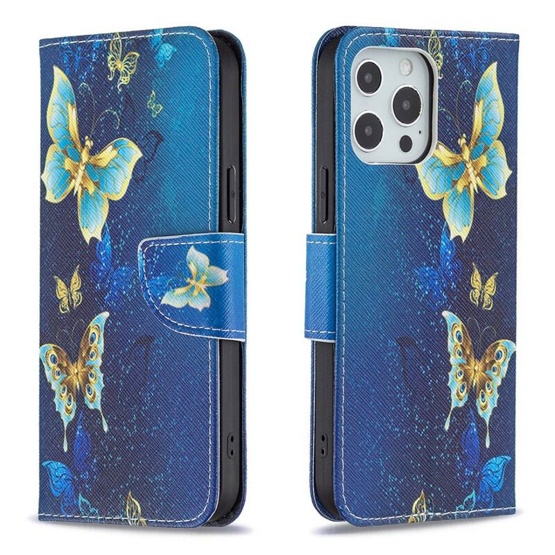 Capa Folio Para iPhone 13 Pro Max Borboletas Incríveis