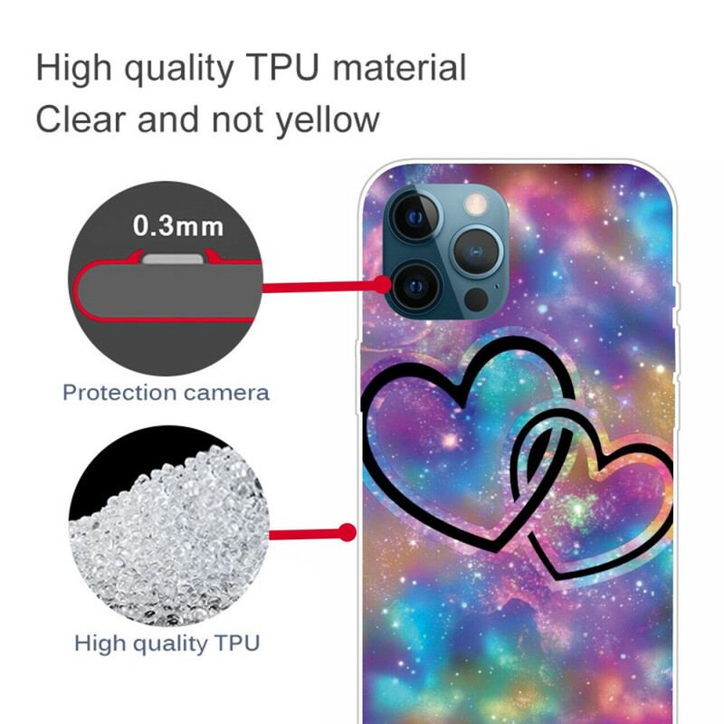 Capa Para iPhone 13 Pro Max Corações Acorrentados