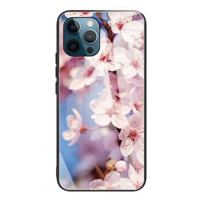 Capa Para iPhone 13 Pro Max Flores Realistas De Vidro Temperado