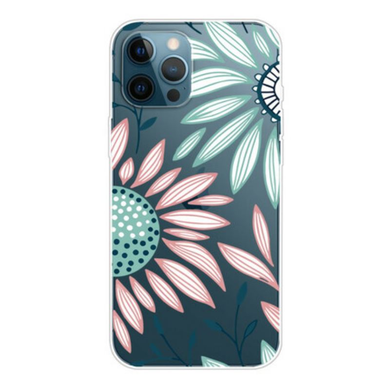 Capa Para iPhone 13 Pro Max Uma Flor Transparente