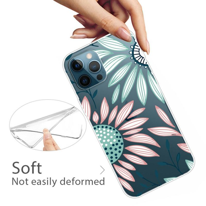 Capa Para iPhone 13 Pro Max Uma Flor Transparente