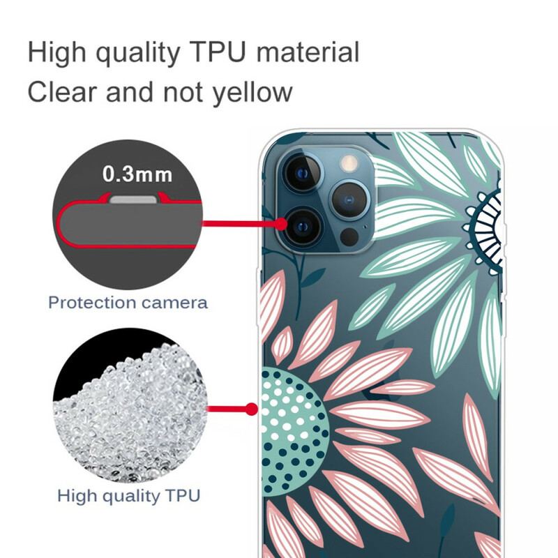Capa Para iPhone 13 Pro Max Uma Flor Transparente