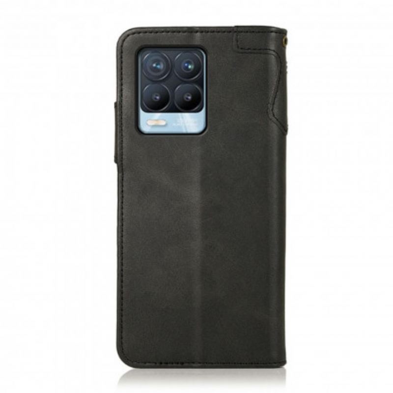 Capa Em Pele Para Realme 8 / 8 Pro Botão Magnético Khazneh