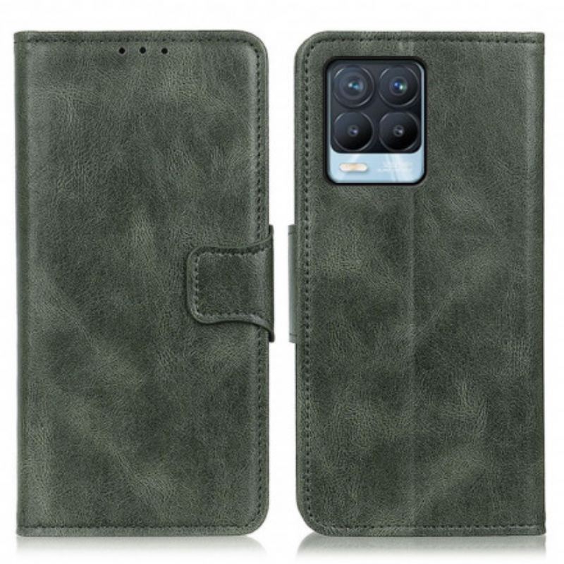 Capa Flip Para Realme 8 / 8 Pro Fecho Reversível Efeito Couro