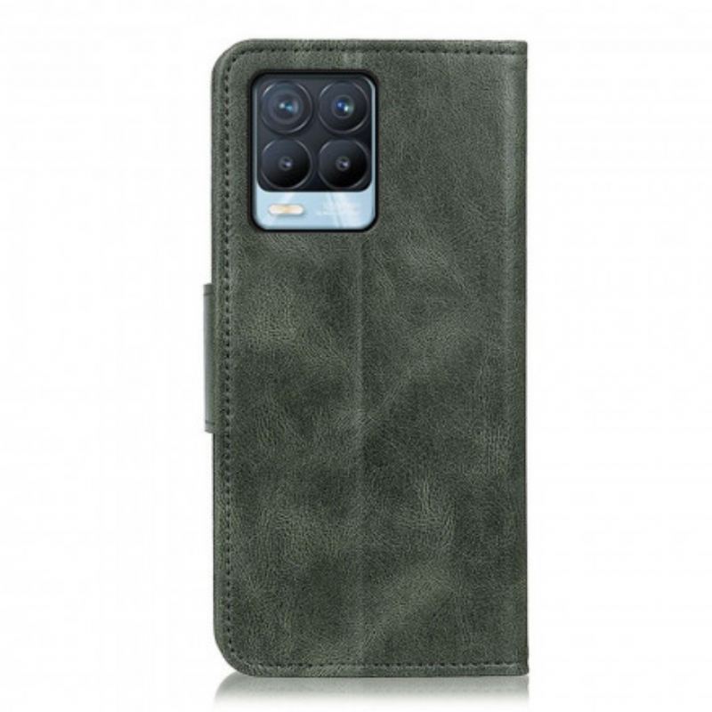 Capa Flip Para Realme 8 / 8 Pro Fecho Reversível Efeito Couro