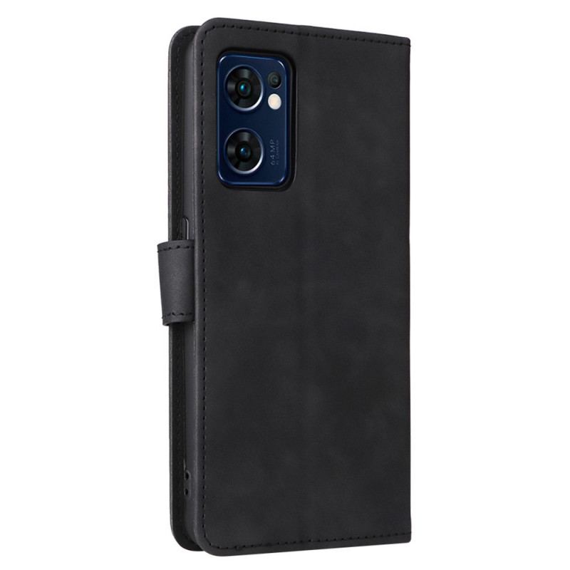 Capa De Couro Para Oppo Find X5 Lite De Cordão Alça De Efeito De Couro Liso