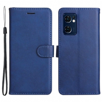 Capa De Couro Para Oppo Find X5 Lite De Cordão Simples Com Alça