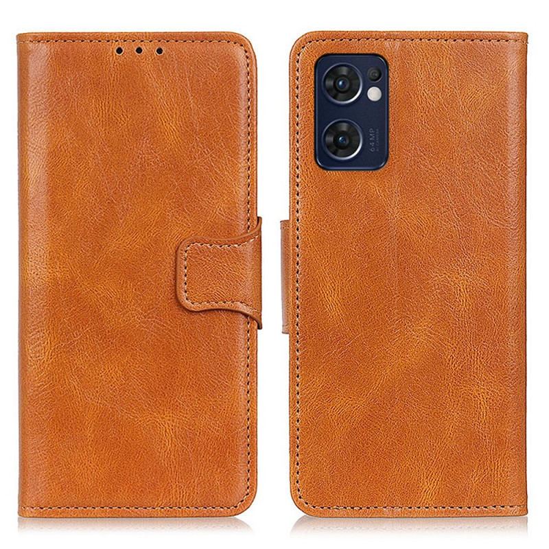Capa De Couro Para Oppo Find X5 Lite Fecho Reversível Efeito Couro