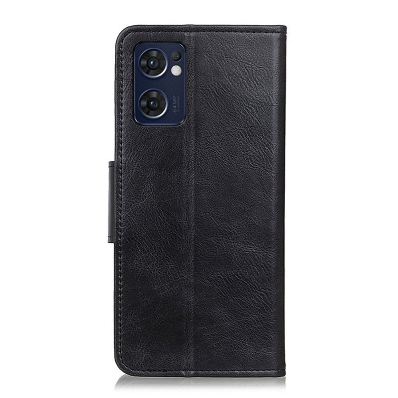 Capa De Couro Para Oppo Find X5 Lite Fecho Reversível Efeito Couro