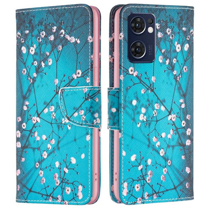 Capa De Couro Para Oppo Find X5 Lite Ramos Floridos