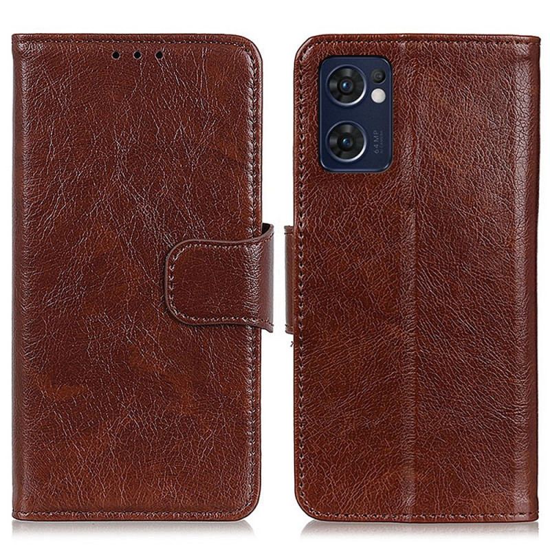 Capa Em Pele Para Oppo Find X5 Lite Couro Napa Rachado