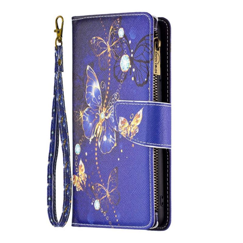 Capa Flip Para Oppo Find X5 Lite Bolsa Borboleta Real Com Zíper