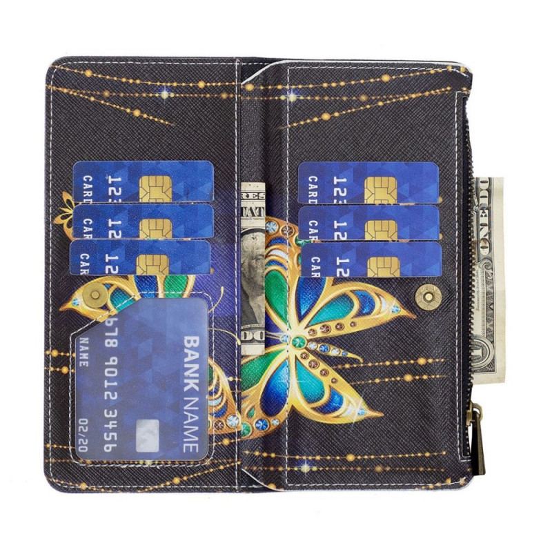 Capa Flip Para Oppo Find X5 Lite Bolsa Borboleta Real Com Zíper