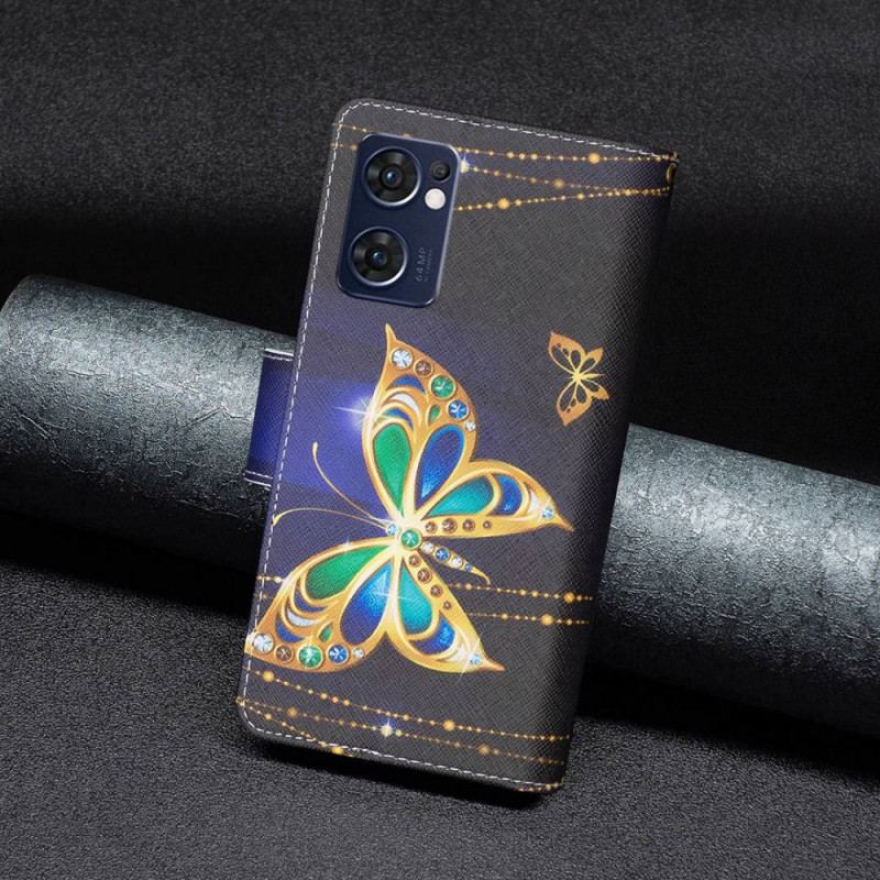 Capa Flip Para Oppo Find X5 Lite Bolsa Borboleta Real Com Zíper
