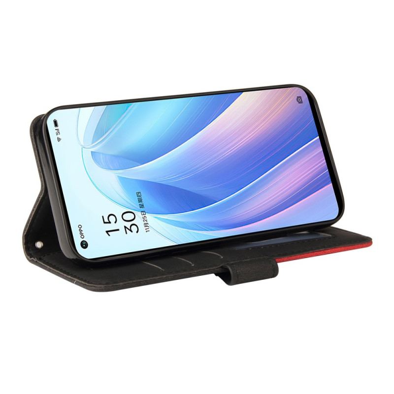 Capa Flip Para Oppo Find X5 Lite De Cordão Correia De Dois Tons