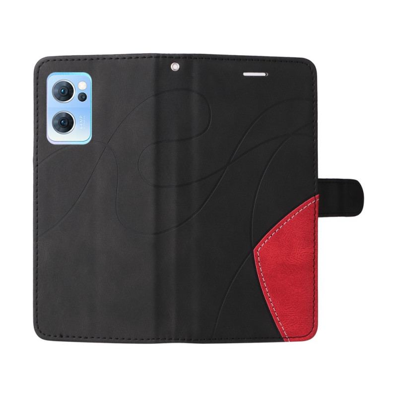 Capa Flip Para Oppo Find X5 Lite De Cordão Correia De Dois Tons