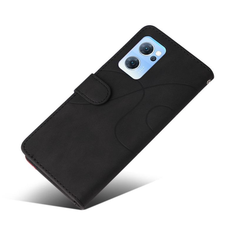 Capa Flip Para Oppo Find X5 Lite De Cordão Correia De Dois Tons
