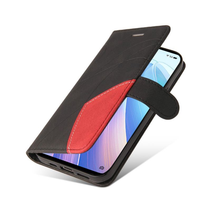 Capa Flip Para Oppo Find X5 Lite De Cordão Correia De Dois Tons