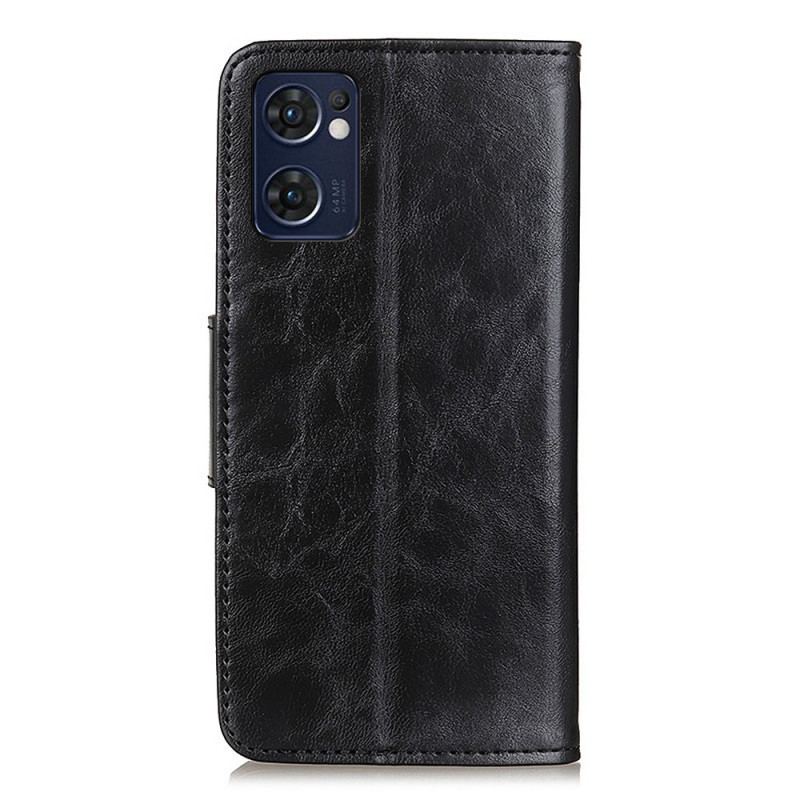 Capa Flip Para Oppo Find X5 Lite De Couro Aba Magnética De Textura
